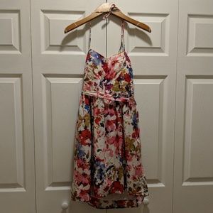 Floral tie halter sundress